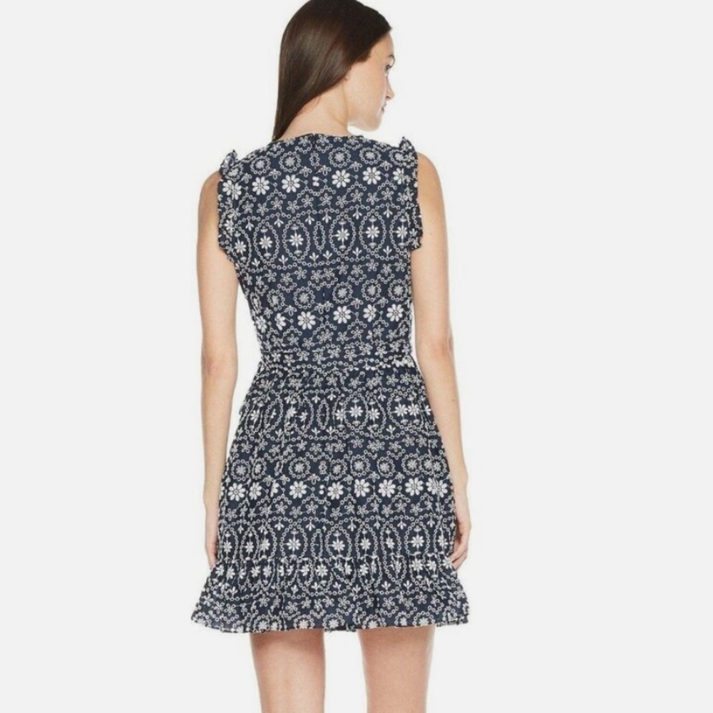 Kate Spade Shore Thing Eyelet Wrap Dress navy & white ruffles 14 NWT - Picture 3 of 14